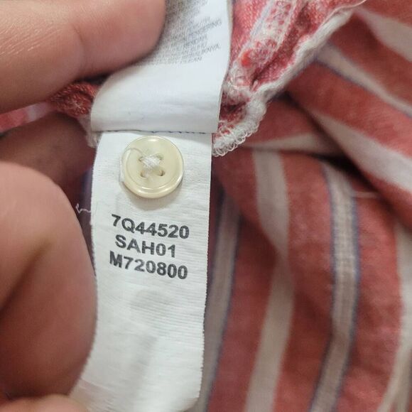 Lucky brand 3X linen blend tie open back striped button down blouse preppy nauti - Picture 10 of 10